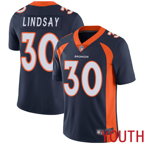 Youth Denver Broncos 30 Phillip Lindsay Navy Blue Alternate Vapor Untouchable Limited Player Football NFL Jersey